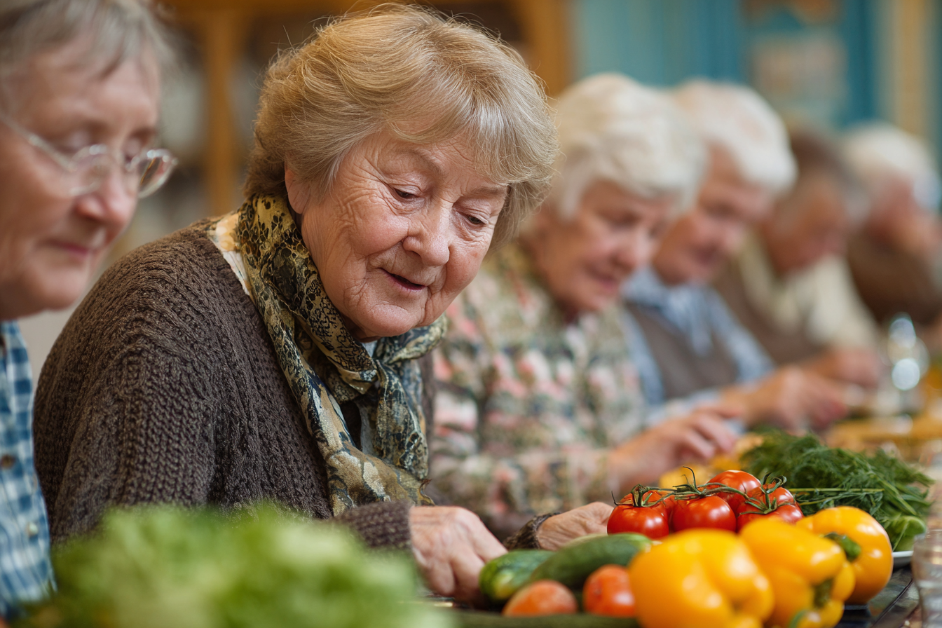 Волонтери HarmonyZone Club проводять кулінарний майстер-клас для літніх людей